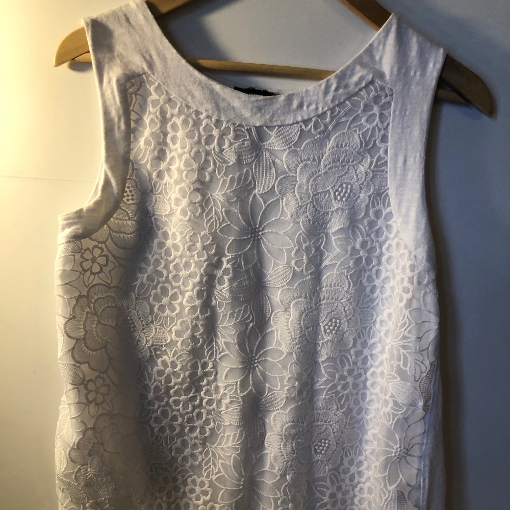 White Lace Overlay Sleeveless Top